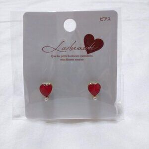 CanDo Heart Motif Earrings Red